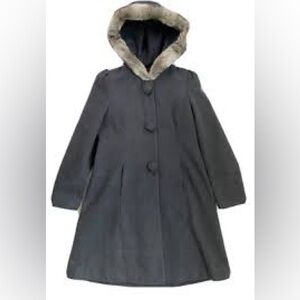 Rothschild Charcoal Pea Coat with Faux Fur Hood